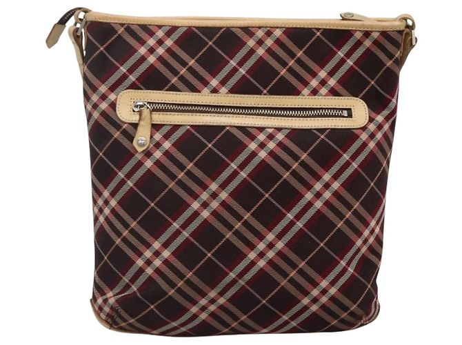 Borsa a spalla Burberry Nova Check Blue Label in tela rossa e argento Auth bs27656 Rosso - vista 13