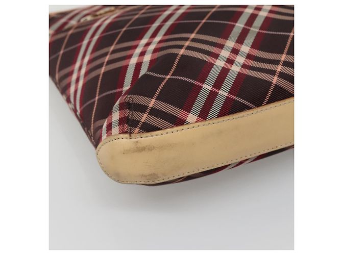Borsa a spalla Burberry Nova Check Blue Label in tela rossa e argento Auth bs27656 Rosso - vista 15
