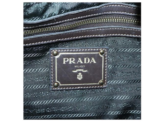 Borsa Tote Prada in nylon verde oro Auth 128736 D'oro - vista 17