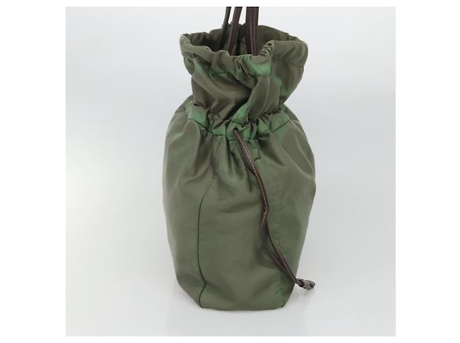 Borsa Tote Prada in nylon verde oro Auth 128736 D'oro - vista 3