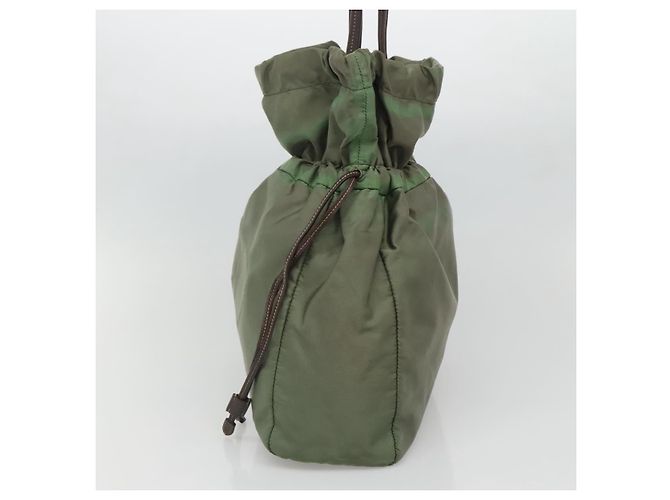 Borsa Tote Prada in nylon verde oro Auth 128736 D'oro - vista 4