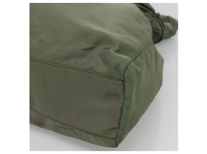 Borsa Tote Prada in nylon verde oro Auth 128736 D'oro - vista 9