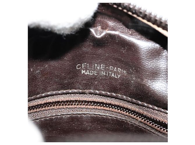 Céline Borsa a Spalla Celine C Sulky in Tela Marrone Oro Auth bs27936 D'oro - vista 12