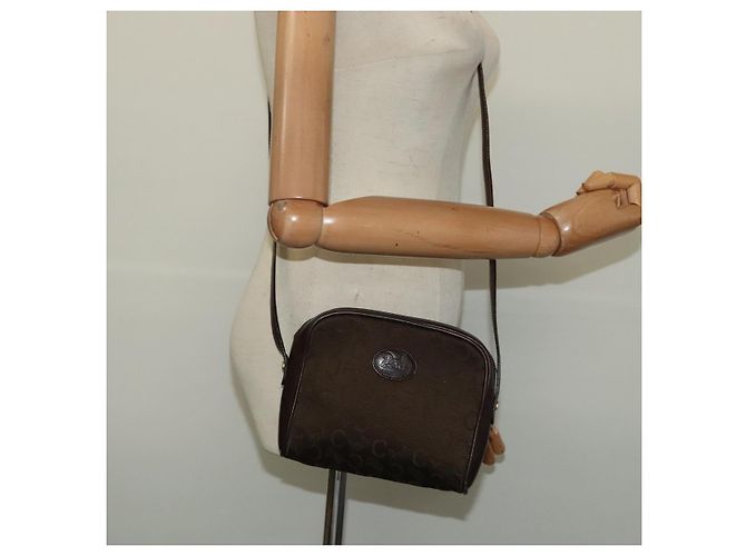 Céline Borsa a Spalla Celine C Sulky in Tela Marrone Oro Auth bs27936 D'oro - vista 20