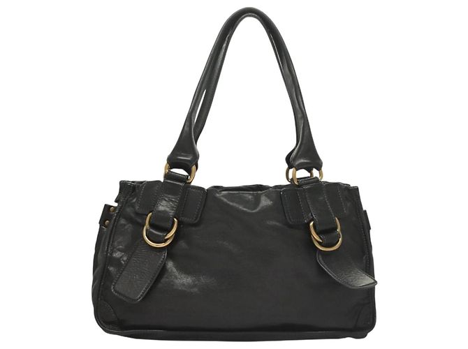 Chloé Borsa a mano Chloe Bay in pelle nera e oro Auth BA3965 - vista 2