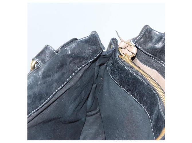 Chloé Borsa a mano Chloe Bay in pelle nera e oro Auth BA3965 - vista 20