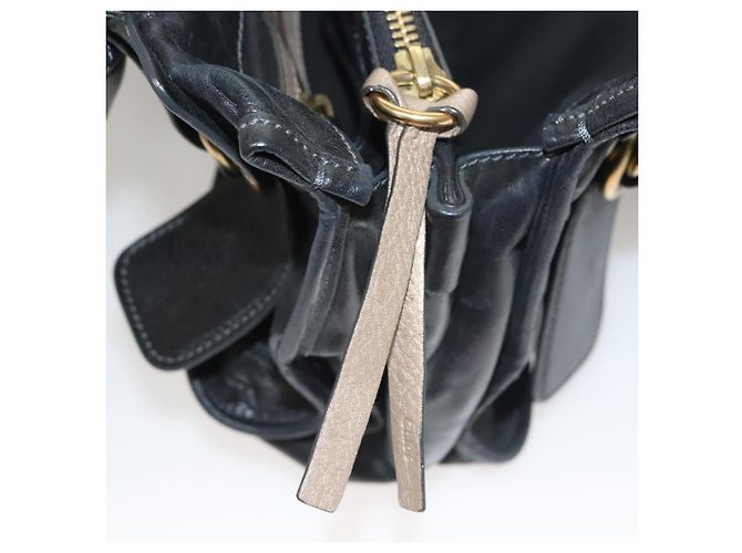 Chloé Borsa a mano Chloe Bay in pelle nera e oro Auth BA3965 - vista 22