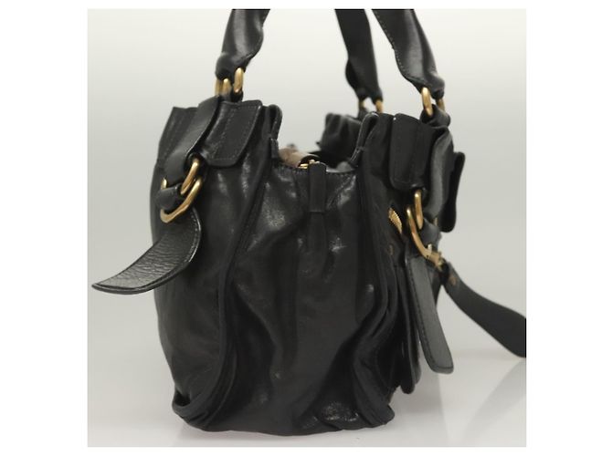Chloé Borsa a mano Chloe Bay in pelle nera e oro Auth BA3965 - vista 4