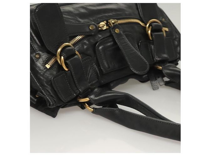 Chloé Borsa a mano Chloe Bay in pelle nera e oro Auth BA3965 - vista 6