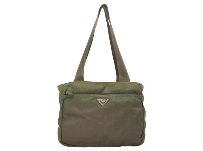 PRADA Tote Bag aus Nylon Khaki Silber authentisch bs27455 - Ansicht 13