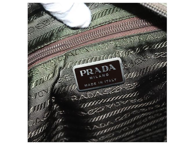 PRADA Tote Bag aus Nylon Khaki Silber authentisch bs27455 - Ansicht 19