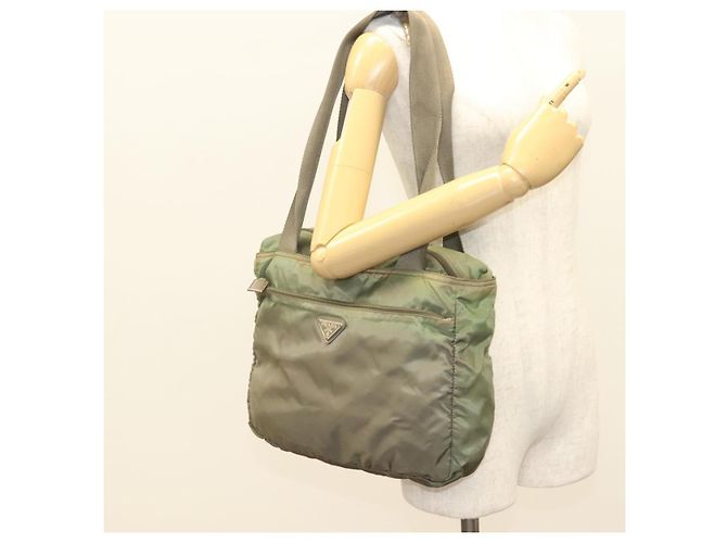 PRADA Tote Bag aus Nylon Khaki Silber authentisch bs27455 - Ansicht 24