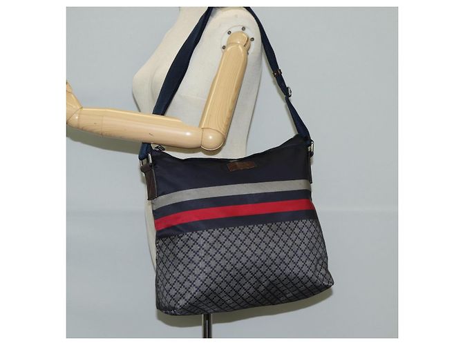 GUCCI Schultertasche Nylon Marineblau Silber 270410 Auth bs26783 - Ansicht 23