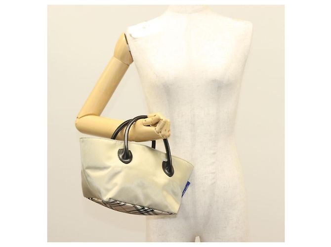 Borsa a mano BURBERRY Blue Label in nylon beige argento autentica ti3277 - vista 19