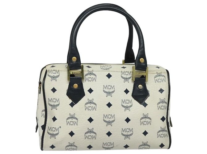Borsa MCM Logogram Vicetos in pelle PVC 2 in 1 bianca e oro Auth BA3660 Bianco D'oro - vista 2