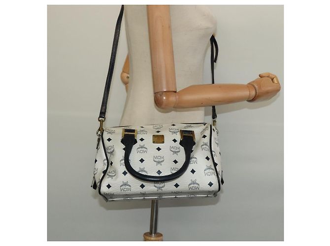 Borsa MCM Logogram Vicetos in pelle PVC 2 in 1 bianca e oro Auth BA3660 Bianco D'oro - vista 21