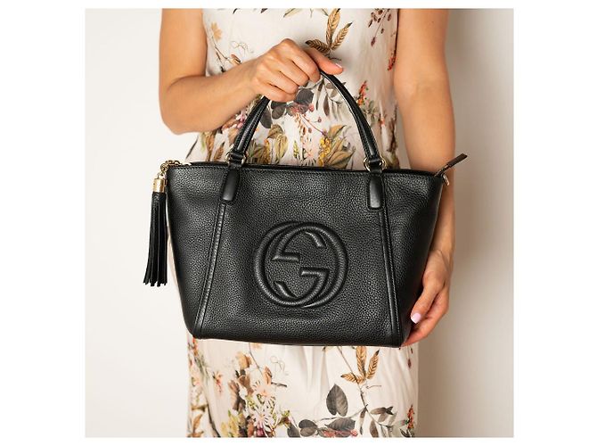 Gucci Borsa a spalla in pelle con chiusura a zip Soho, nera Nero - vista 2
