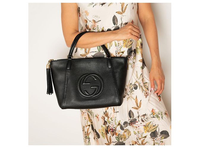 Gucci Borsa a spalla in pelle con chiusura a zip Soho, nera Nero - vista 3