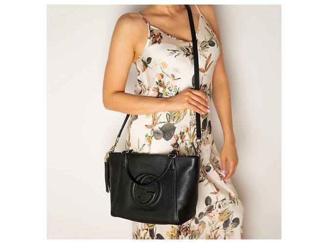 Gucci Borsa a spalla in pelle con chiusura a zip Soho, nera Nero - vista 4