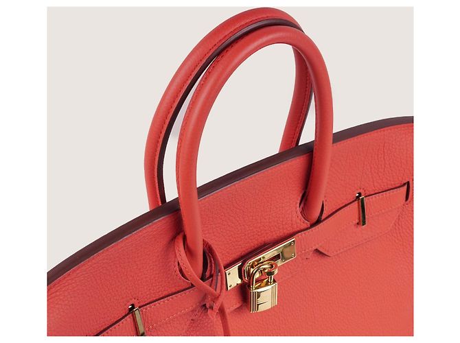 Borsa a mano Hermès Birkin 35 in pelle corallo - vista 10