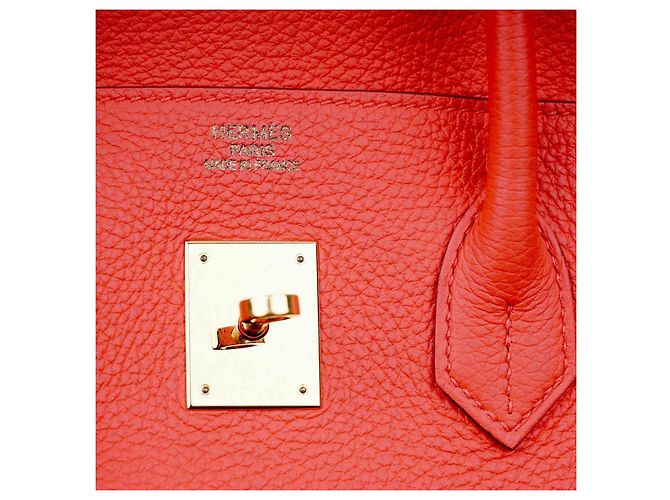 Borsa a mano Hermès Birkin 35 in pelle corallo - vista 11