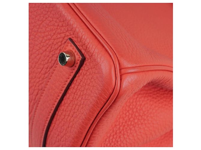 Borsa a mano Hermès Birkin 35 in pelle corallo - vista 14