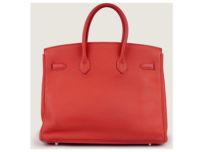 Borsa a mano Hermès Birkin 35 in pelle corallo - vista 2