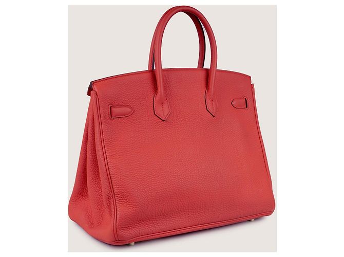 Borsa a mano Hermès Birkin 35 in pelle corallo - vista 3