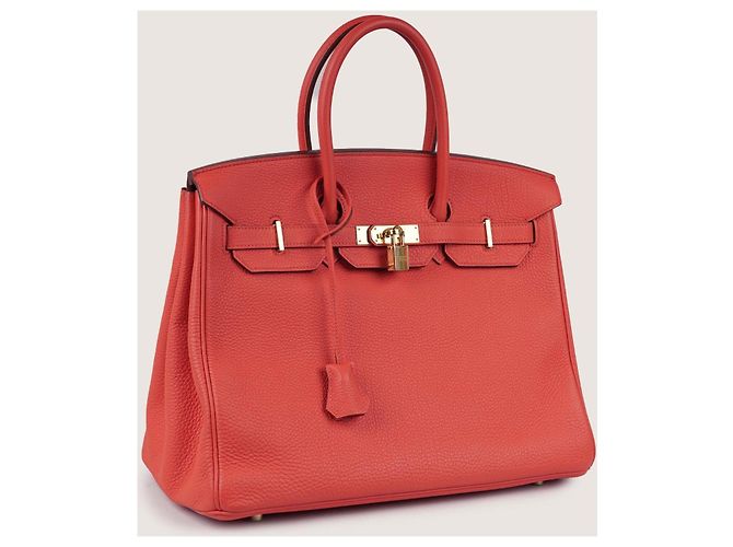 Borsa a mano Hermès Birkin 35 in pelle corallo - vista 4