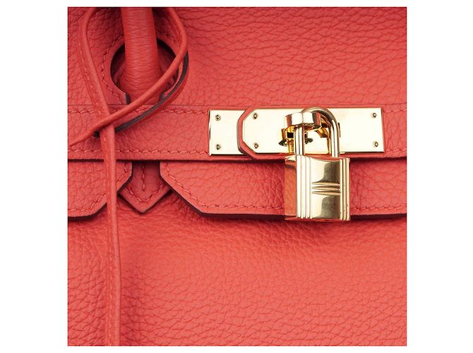 Borsa a mano Hermès Birkin 35 in pelle corallo - vista 7