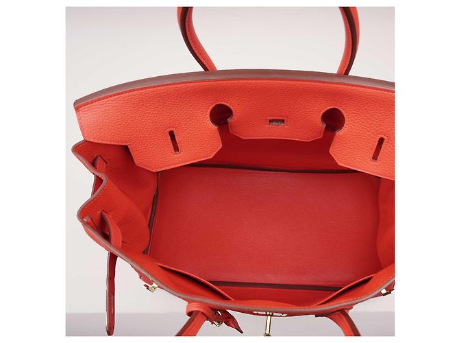 Borsa a mano Hermès Birkin 35 in pelle corallo - vista 8