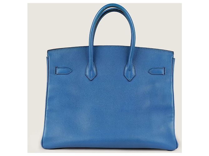 Borsa a mano Hermès Birkin 35 in pelle blu - vista 2