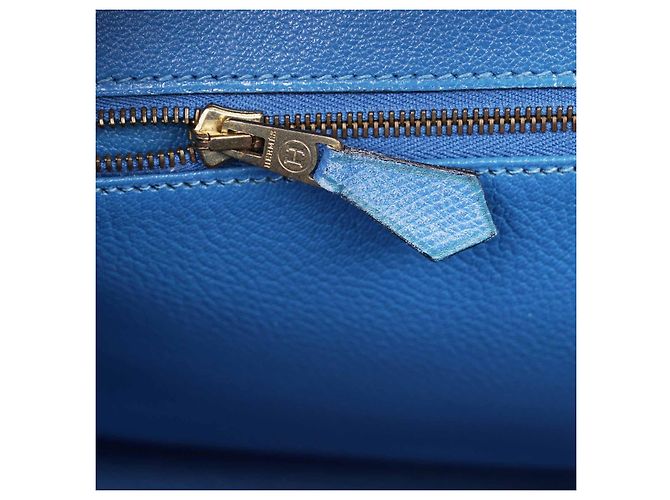 Borsa a mano Hermès Birkin 35 in pelle blu - vista 9