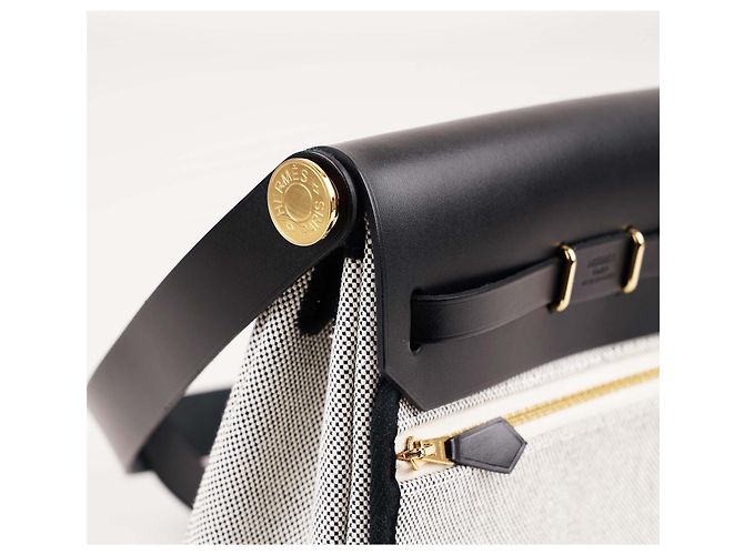 Borsa a mano Hermès Herbag Zip 20 Nera in Tela Nero - vista 11