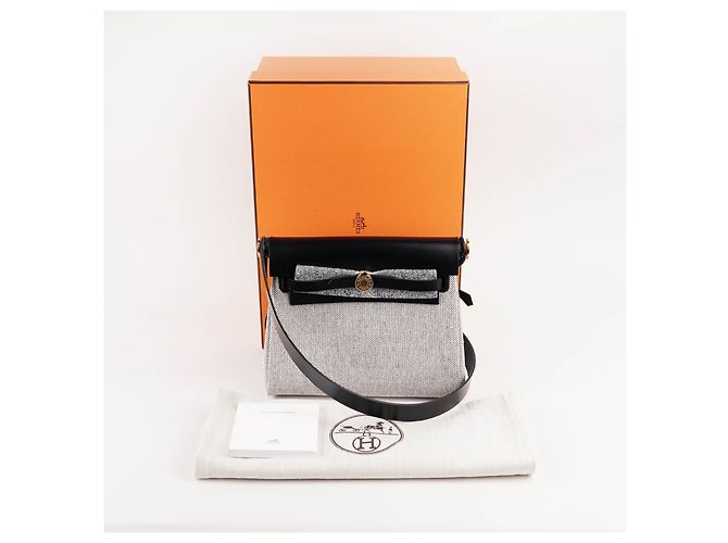Borsa a mano Hermès Herbag Zip 20 Nera in Tela Nero - vista 14
