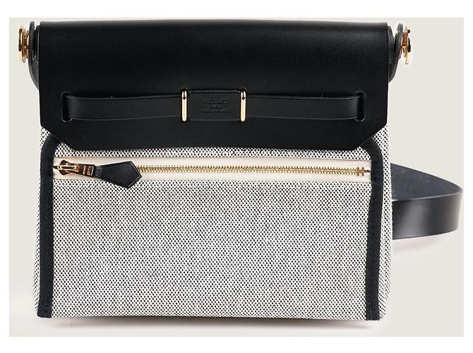 Borsa a mano Hermès Herbag Zip 20 Nera in Tela Nero - vista 2