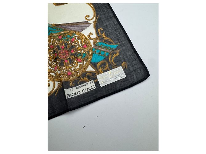 Sciarpa Gucci Vintage Blu navy bianco Multicolore - vista 2