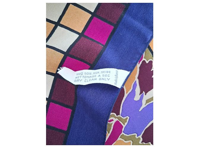 Christian Dior Nuovo e vintage - raro in pura seta crepè - L. 65 cm x 65 Nero Bianco Multicolore Beige Bordò Porpora Cachi Sabbia Senape Cognac Caramello Carne Fuschia Viola scuro - vista 8