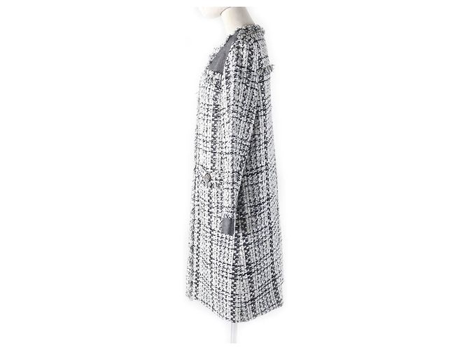 Autre Marque Abrigo de tweed sin cuello GRACE Class Jules Tournier Negro Blanco - vista 2