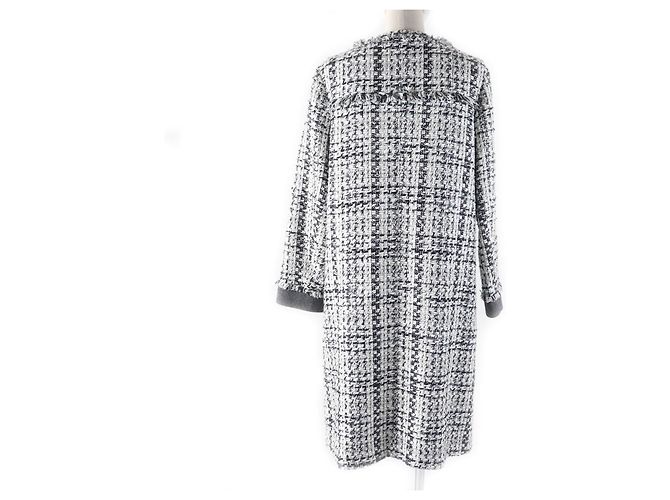 Autre Marque Abrigo de tweed sin cuello GRACE Class Jules Tournier Negro Blanco - vista 3