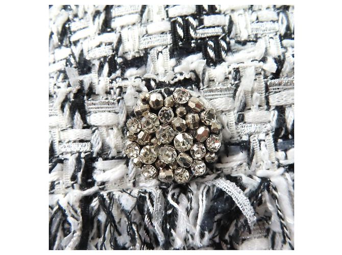 Autre Marque Abrigo de tweed sin cuello GRACE Class Jules Tournier Negro Blanco - vista 6