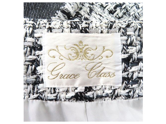 Autre Marque Abrigo de tweed sin cuello GRACE Class Jules Tournier Negro Blanco - vista 7