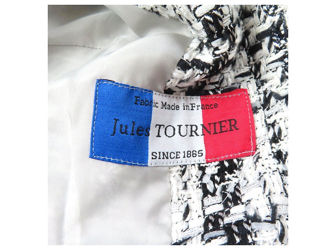 Autre Marque Abrigo de tweed sin cuello GRACE Class Jules Tournier Negro Blanco - vista 8