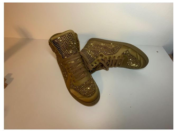 Gucci Baskets montantes en satin cristal bronze Cada - vue 13