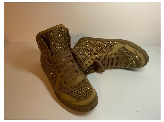 Gucci Baskets montantes en satin cristal bronze Cada - vue 5