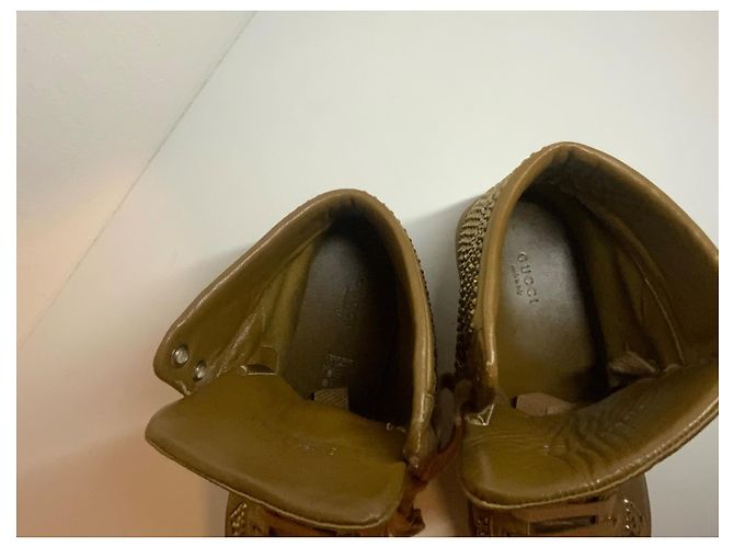 Gucci Baskets montantes en satin cristal bronze Cada - vue 7