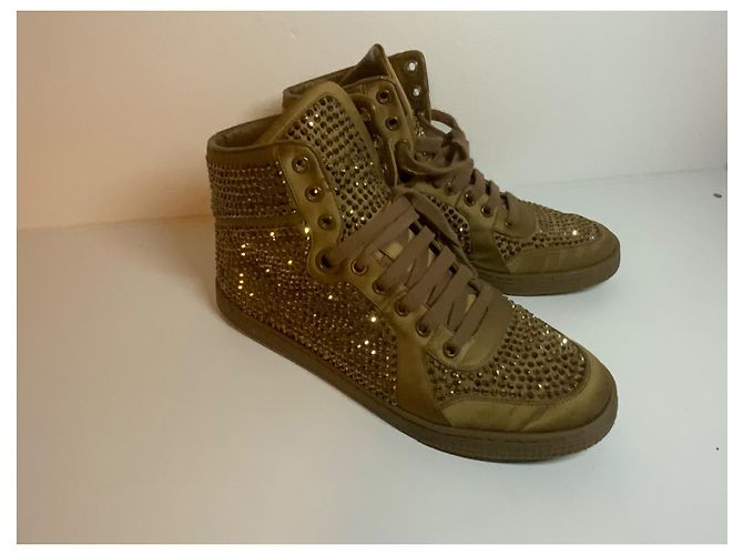 Gucci Baskets montantes en satin cristal bronze Cada - vue 8