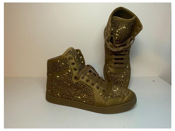 Gucci Baskets montantes en satin cristal bronze Cada - vue 9