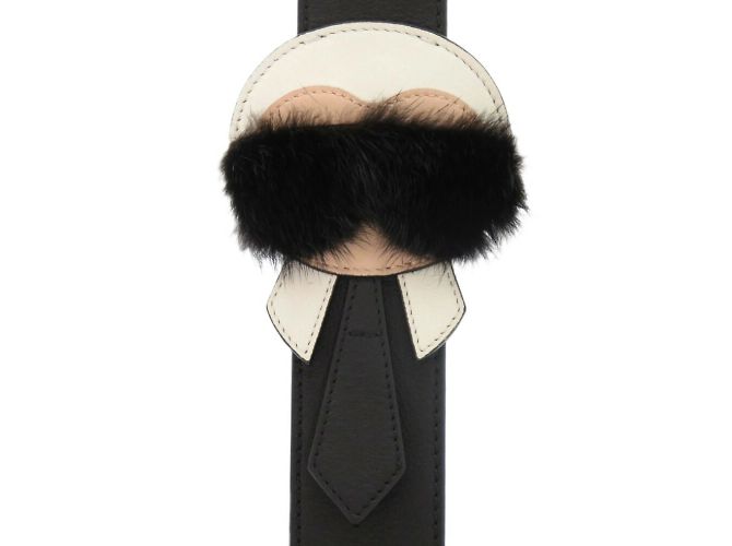 Fendi Karlito Leather Shoulder Strap Black White - view 6