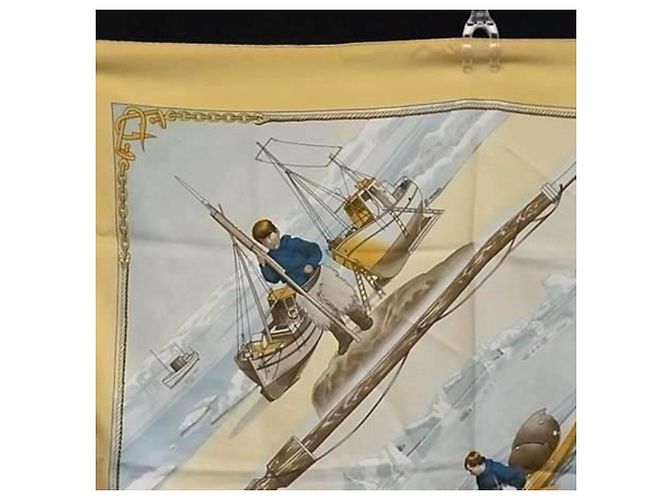 Sciarpa Hermès Carré 90 Gronland Cane Eskimo della Groenlandia Multicolore Beige - vista 2